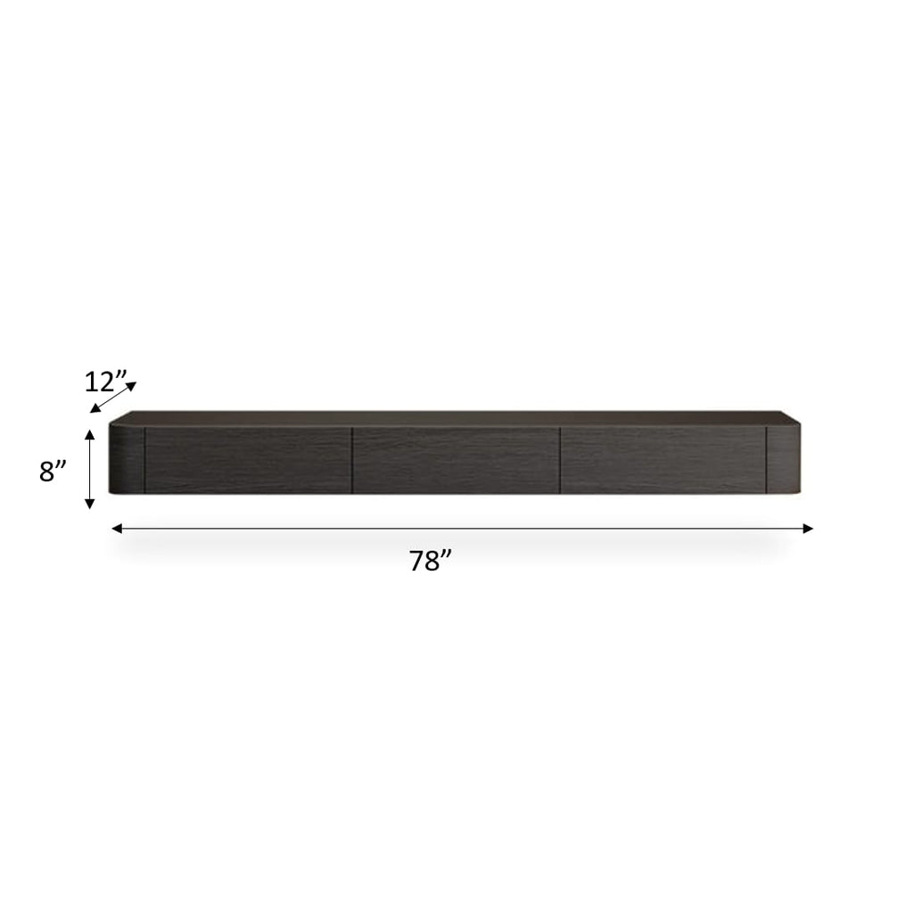 Engineered Wood 78" Black Floating Media Console, Modern Wall Mounted TV Cabinet for up to 85 Inch TV