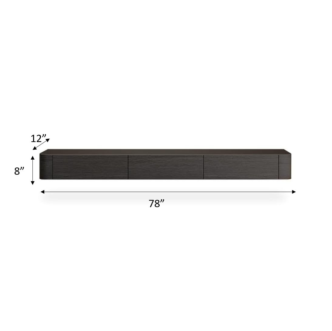 Engineered Wood 78" Black Floating Media Console, Modern Wall Mounted TV Cabinet for up to 85 Inch TV
