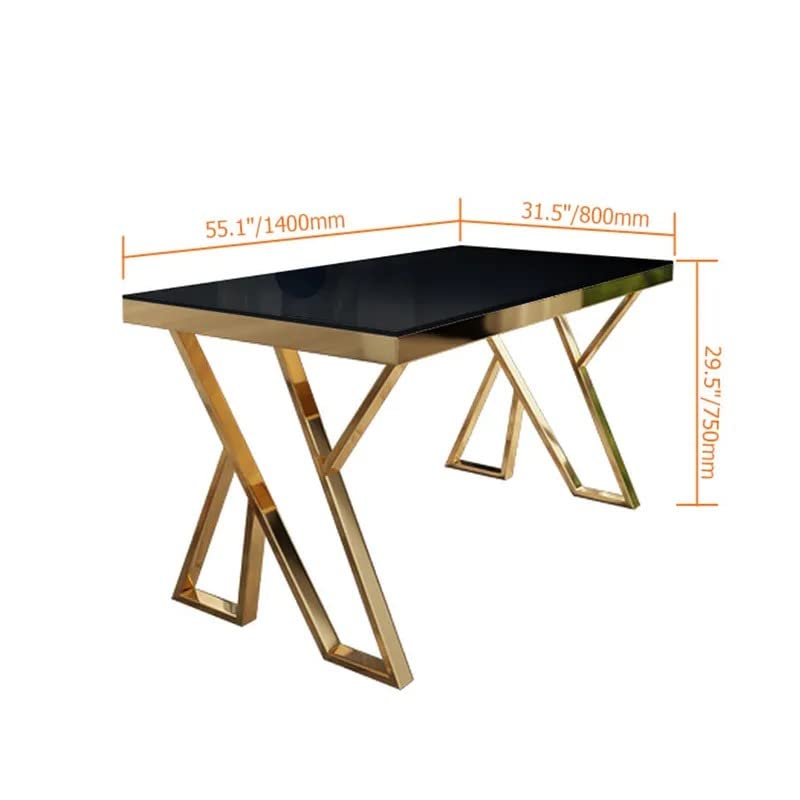 NG Decor Dochic 55" Modern Black Rectangle Tempered Glass Dining Table with 6 Chairs (Black)
