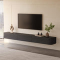 Engineered Wood 78" Black Floating Media Console, Modern Wall Mounted TV Cabinet for up to 85 Inch TV
