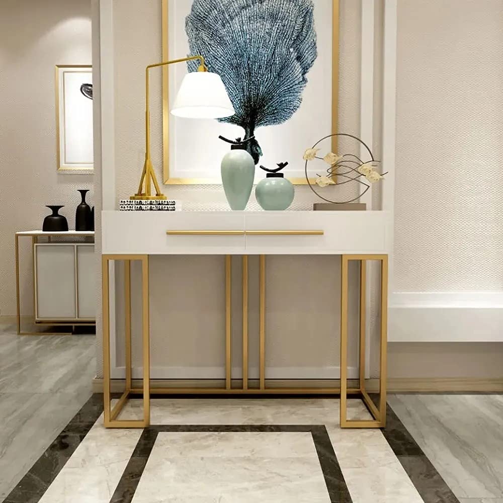 NG Decor Black Console Table with Drawer Entryway Table Contemporary for Hallway