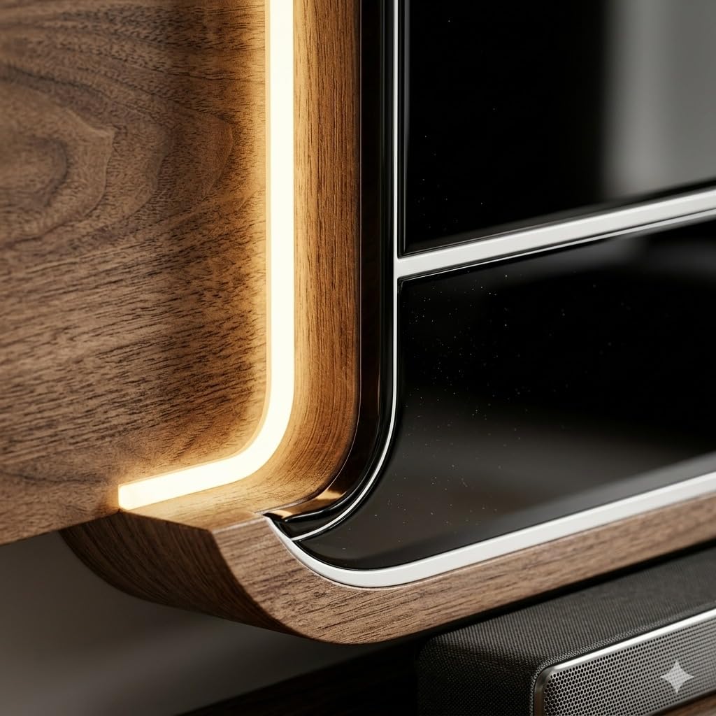 Tv Unit with Upper Unit 2 Drawers Push Open Telescopic Channels Upper wall Hanging Unit with Lights.
