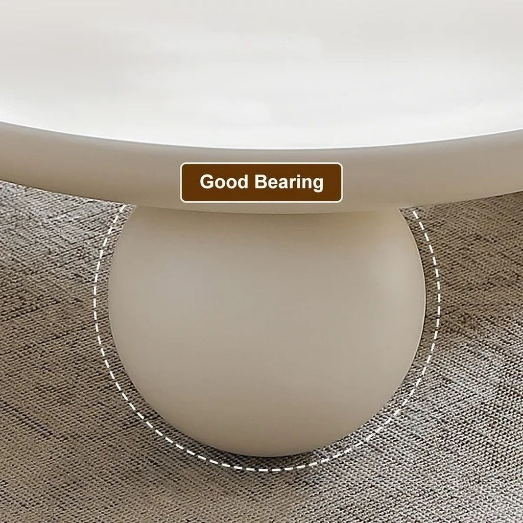 NG Decor 31.5" Modern Round White Block Coffee Table with Spherical Legs Engineered Wood Coffee Table