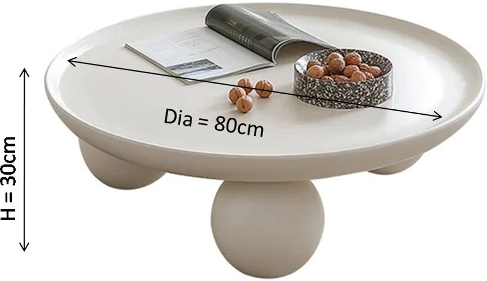 NG Decor 31.5" Modern Round White Block Coffee Table with Spherical Legs Engineered Wood Coffee Table