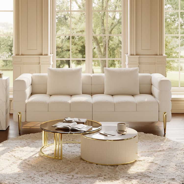 Grovyn 28"-32" Round Nesting Coffee Table Set With Sintered