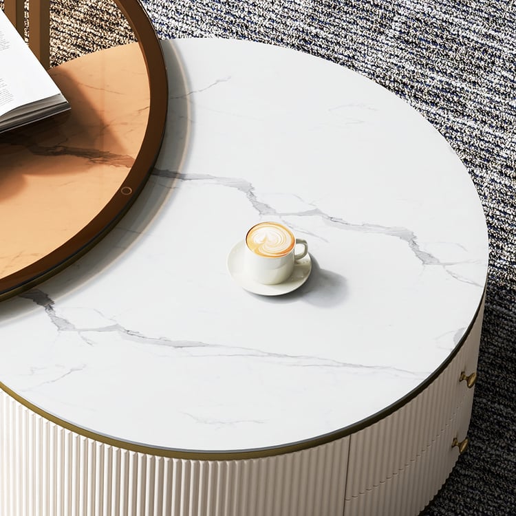 Grovyn 28"-32" Round Nesting Coffee Table Set With Sintered