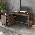 NG Decor Desk L Shaped Home Office Desk Wooden Computer Desk with Storage Engineered Wood Office Table