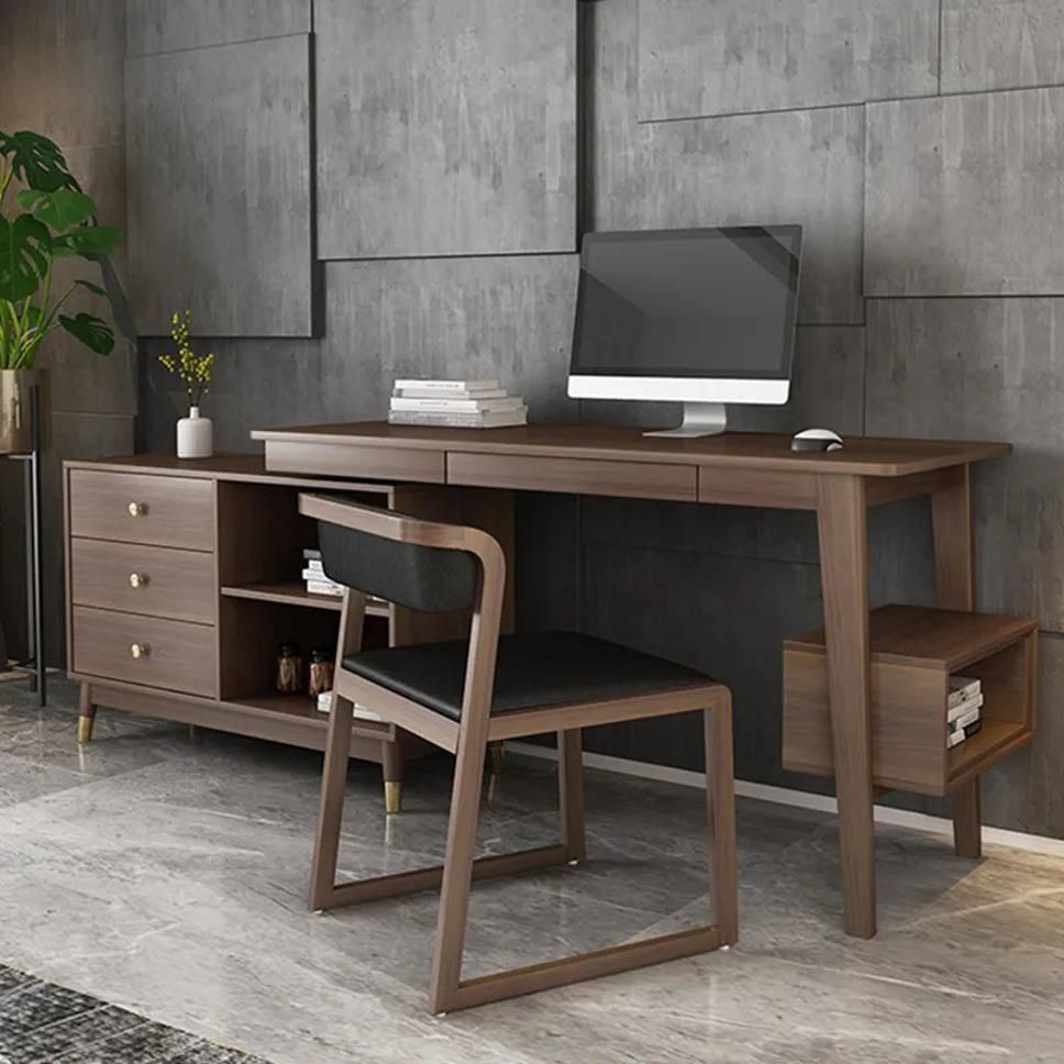 NG Decor Desk L Shaped Home Office Desk Wooden Computer Desk with Storage Engineered Wood Office Table