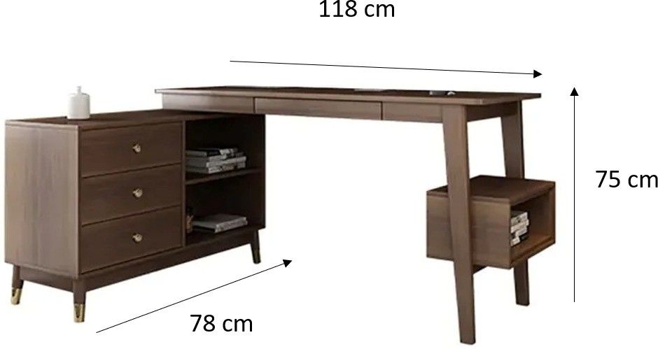 NG Decor Desk L Shaped Home Office Desk Wooden Computer Desk with Storage Engineered Wood Office Table