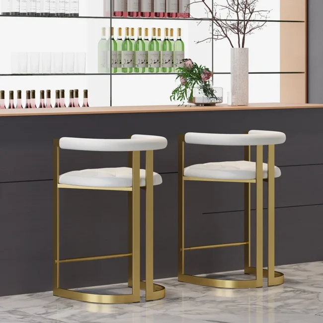 Affordable Luxury Modern Leath-Aire Counter Stools with Upholstery White - Image 2