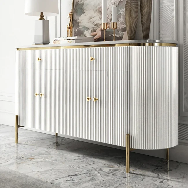 Yelly 55.1" Modern Marble Top Buffet & Sideboard Doors & Drawers & Shelves - Image 5