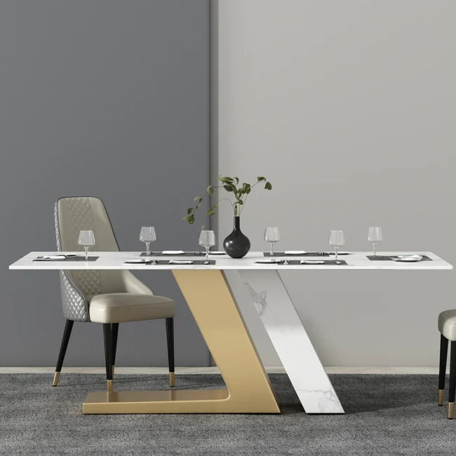 78.7" Affordable Luxury Rectangle Sintered Stone Dining Table Seats 8-10 People - Image 2