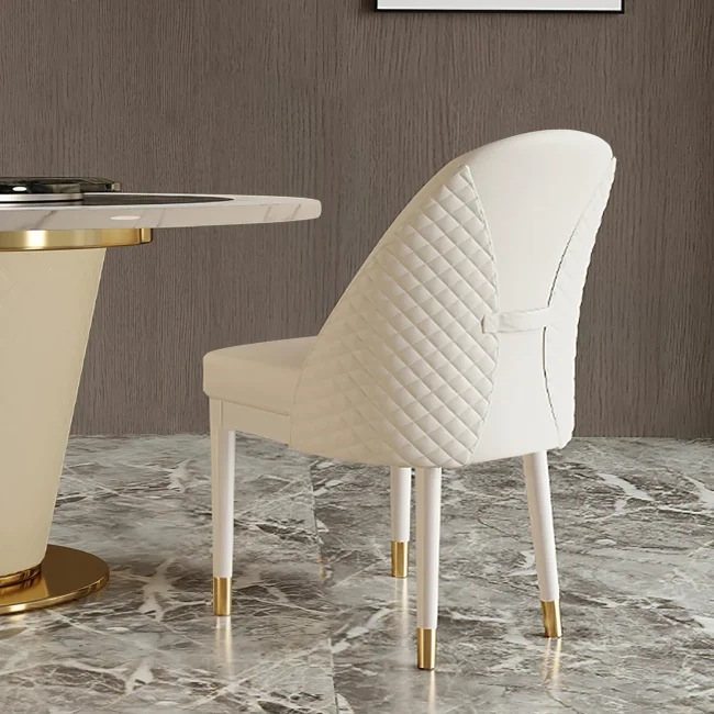 Modern Faux Leather Dining Chairs with Upholstery Beige - Image 8