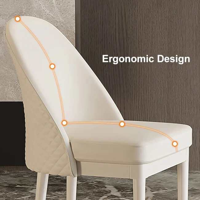 Modern Faux Leather Dining Chairs with Upholstery Beige - Image 3