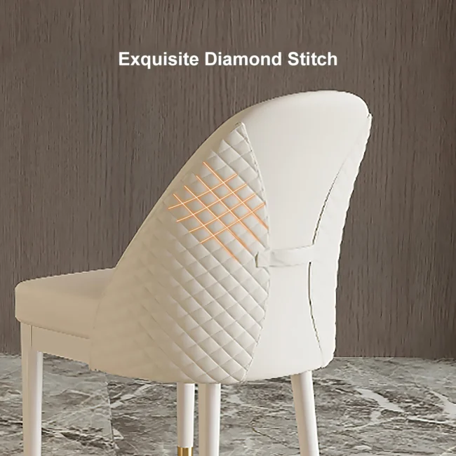 Modern Faux Leather Dining Chairs with Upholstery Beige - Image 5
