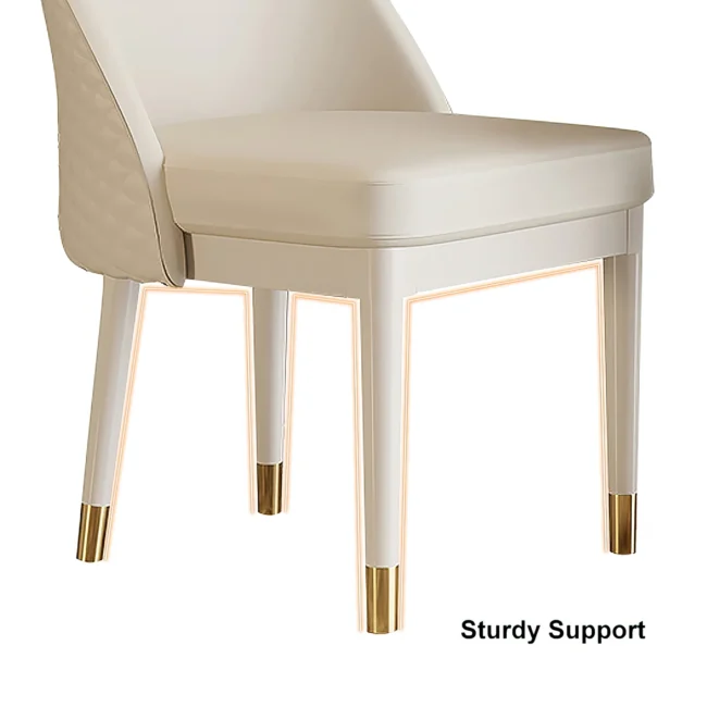 Modern Faux Leather Dining Chairs with Upholstery Beige - Image 6