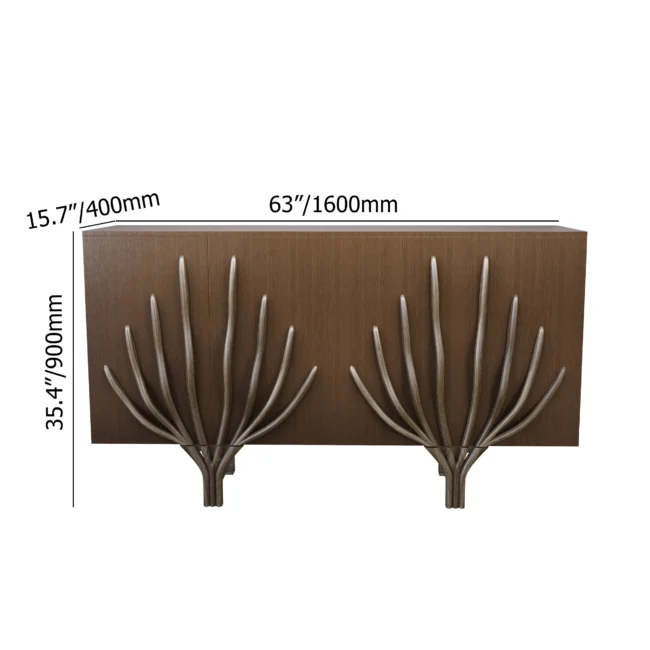 63" Sideboard Branch Design Mid Century Modern Buffet with 2 Doors 2 Shelves - Image 5