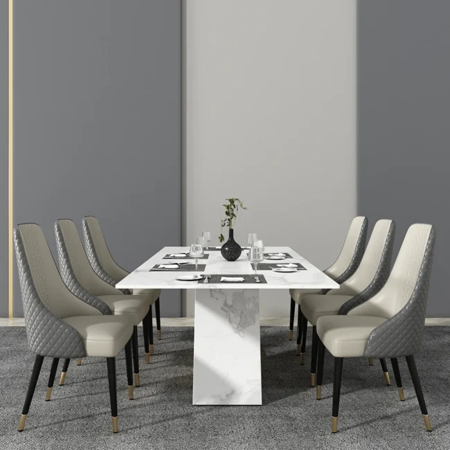78.7" Affordable Luxury Rectangle Sintered Stone Dining Table Seats 8-10 People - Image 4