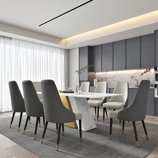 78.7" Affordable Luxury Rectangle Sintered Stone Dining Table Seats 8-10 People - Image 3