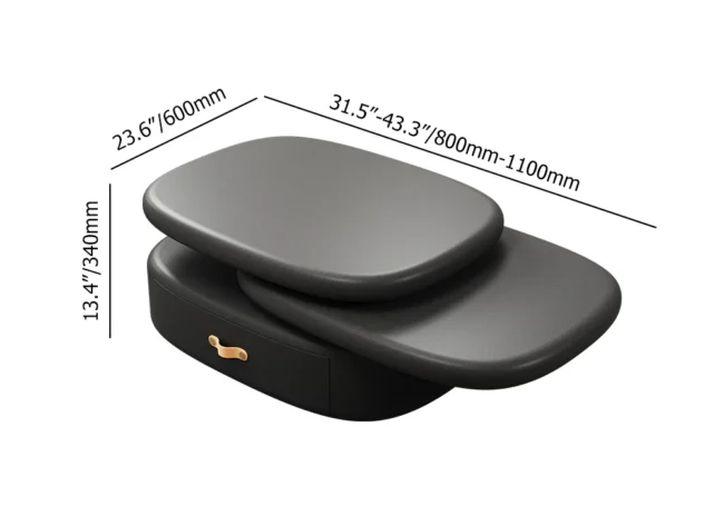 3-Tiered Modern Oval Black Pebbles Rotating Coffee Table with Storage - Image 6