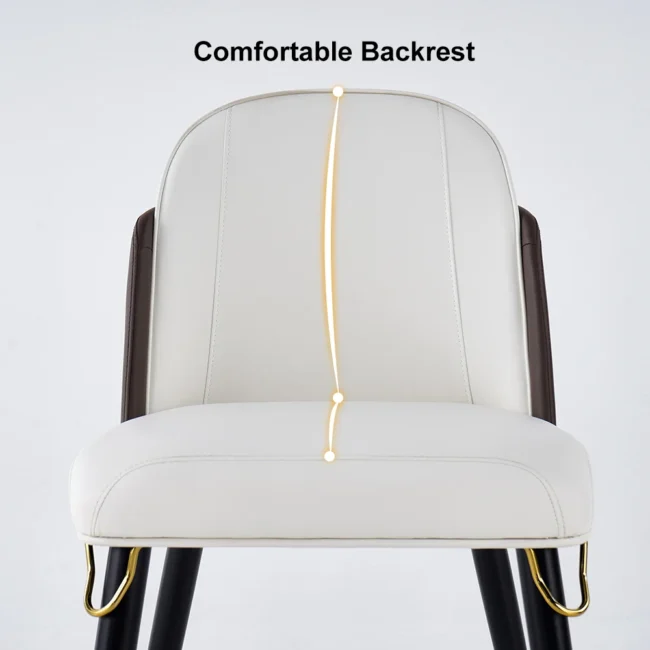 Set of 2 Modern Dining Chairs with PU Leather Upholstery Warm White - Image 5