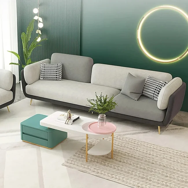 Volore 88.6" Gray Upholstered Sofa 4-Seaters Modern Gold Couch for Living Room in Large - Image 2