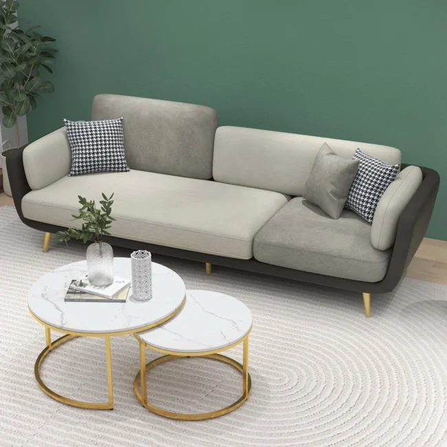 Volore 88.6" Gray Upholstered Sofa 4-Seaters Modern Gold Couch for Living Room in Large - Image 3