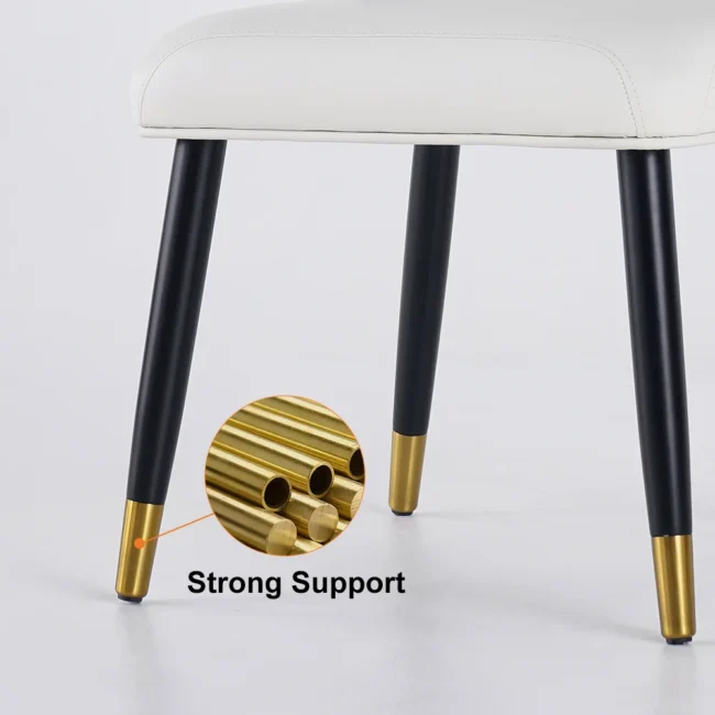 Set of 2 Modern Dining Chairs with PU Leather Upholstery Warm White - Image 6