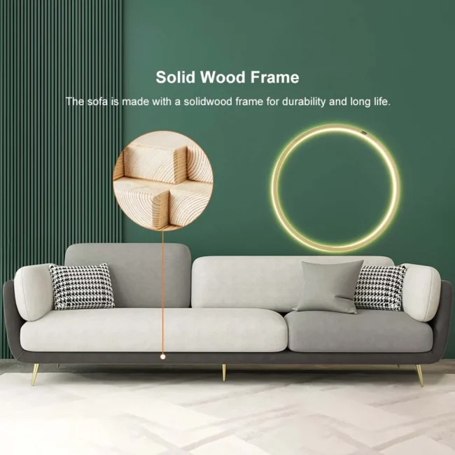 Volore 88.6" Gray Upholstered Sofa 4-Seaters Modern Gold Couch for Living Room in Large - Image 10