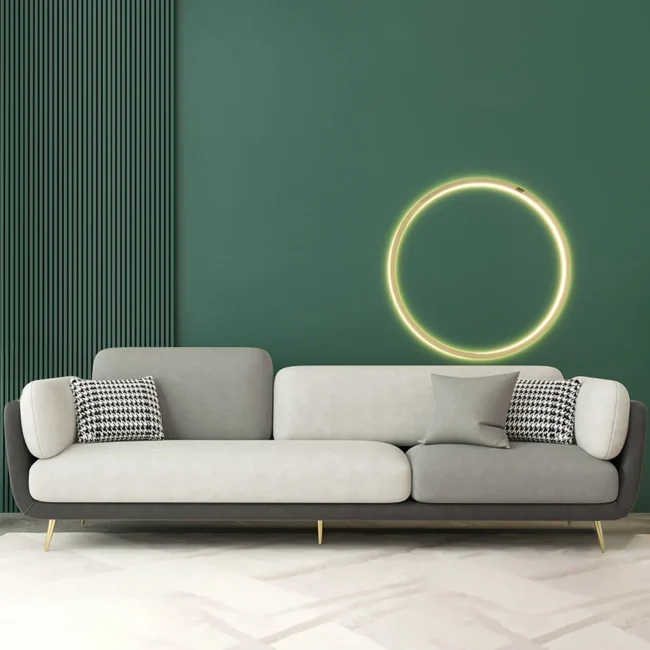 Volore 88.6" Gray Upholstered Sofa 4-Seaters Modern Gold Couch for Living Room in Large