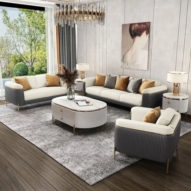 Vertex 85" Modern Nappa Leather Upholstered 3-Seater Sofa Pillow Included - Image 2