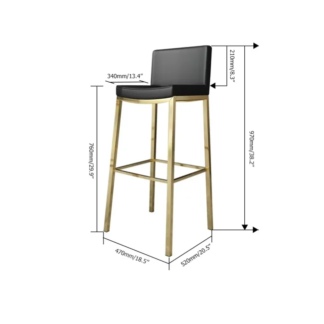 Set of 2 Modern PU Leather Bar Stools with Upholstery Black - Image 6