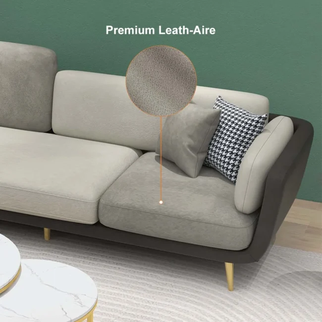 Volore 88.6" Gray Upholstered Sofa 4-Seaters Modern Gold Couch for Living Room in Large - Image 8