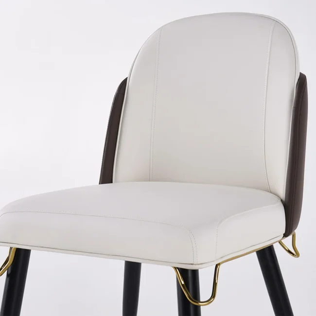 Set of 2 Modern Dining Chairs with PU Leather Upholstery Warm White - Image 9