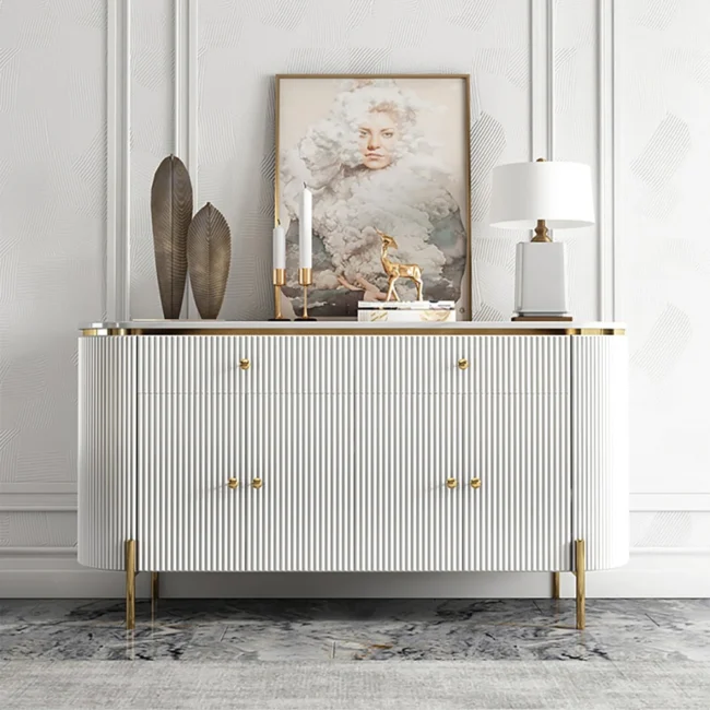 Yelly 55.1" Modern Marble Top Buffet & Sideboard Doors & Drawers & Shelves