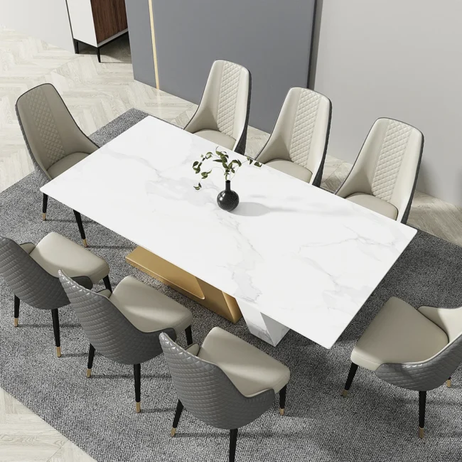 78.7" Affordable Luxury Rectangle Sintered Stone Dining Table Seats 8-10 People