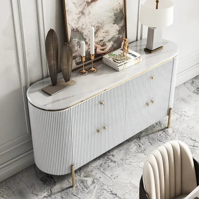Yelly 55.1" Modern Marble Top Buffet & Sideboard Doors & Drawers & Shelves - Image 4
