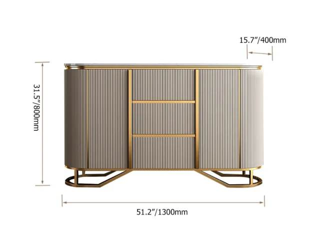 White Buffet Faux Marble Top Modern Sideboard with Stainless Steel Base - Image 5