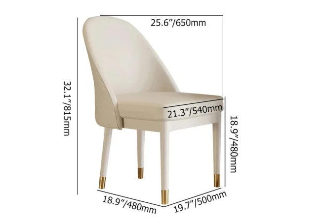 Modern Faux Leather Dining Chairs with Upholstery Beige - Image 4