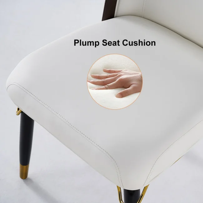 Set of 2 Modern Dining Chairs with PU Leather Upholstery Warm White - Image 4