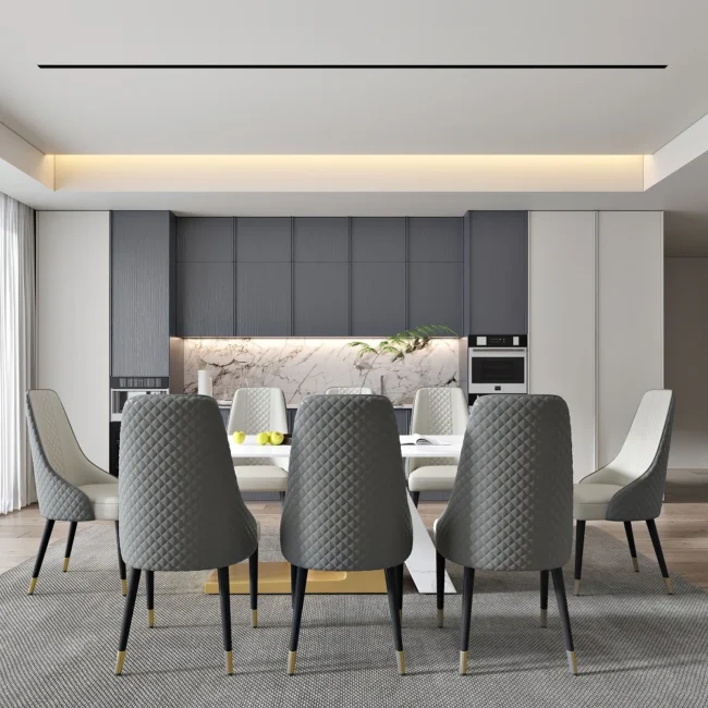 78.7" Affordable Luxury Rectangle Sintered Stone Dining Table Seats 8-10 People - Image 5
