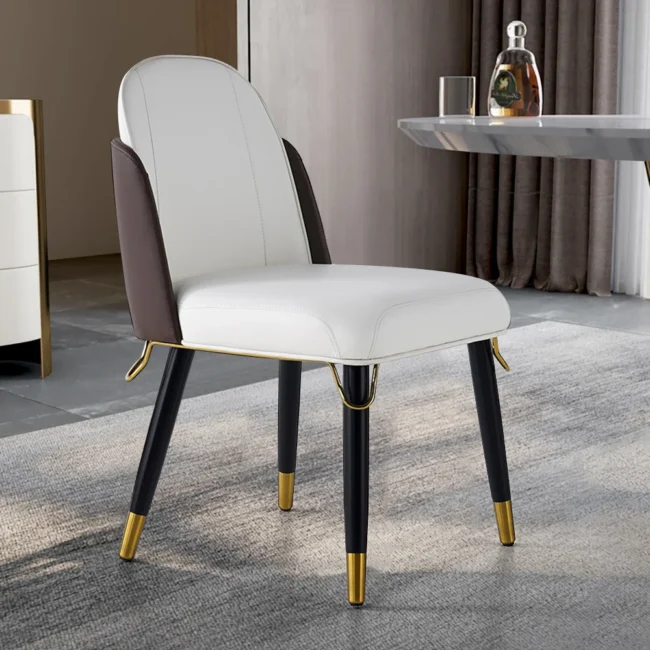 Set of 2 Modern Dining Chairs with PU Leather Upholstery Warm White - Image 2