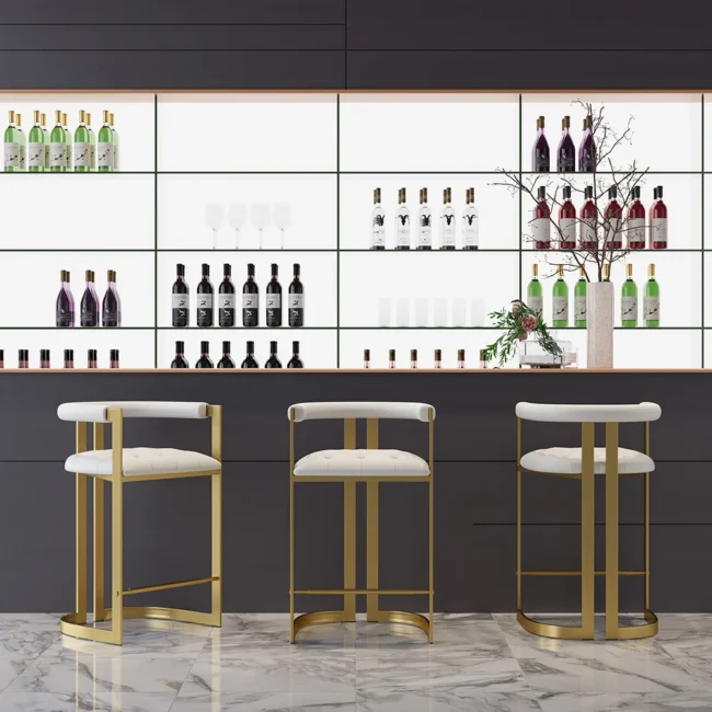 Affordable Luxury Modern Leath-Aire Counter Stools with Upholstery White - Image 4