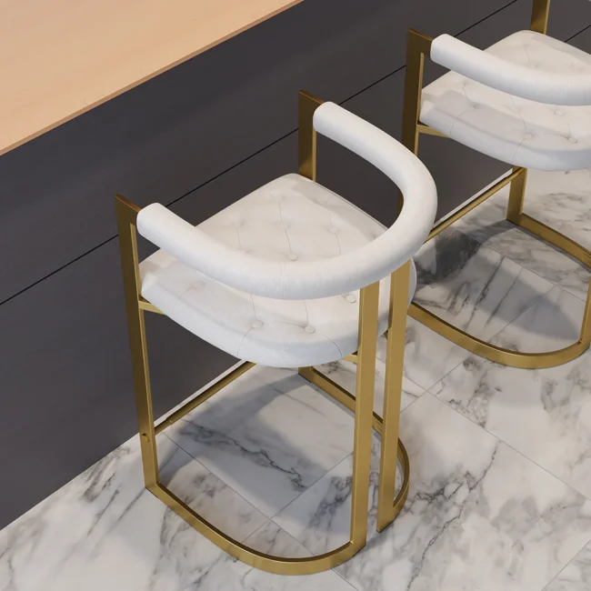 Affordable Luxury Modern Leath-Aire Counter Stools with Upholstery White - Image 5